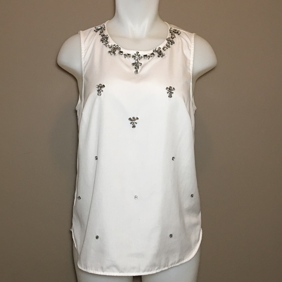 J Crew Rhinestone Embellished Sleeveless Blouse - Picture 1 of 7